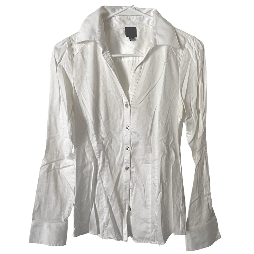 Saks Fifth Avenue White Cotton Button Down Top Size 4